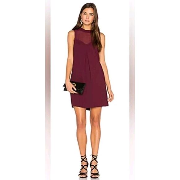 BCBG Generation sleeveless sheer sweetheart neckline mini dress burgundy - Picture 1 of 8